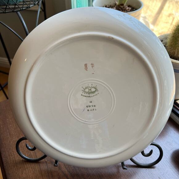 Vintage Mancieli Plate 1960s Italy orange red blue poppy - Picture 7 of 9